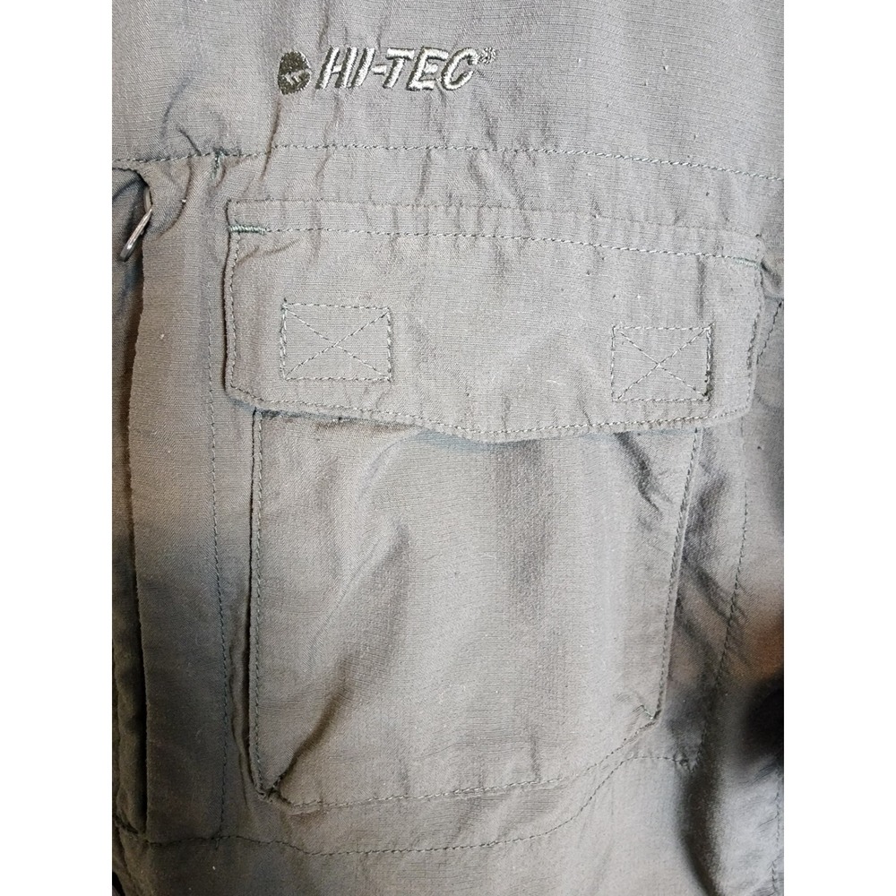 Hi-Tec Mens Nylon Utility Hiking Shirt Olive Green Roll Tab Sleeve‎ Size M - Picture 3 of 7